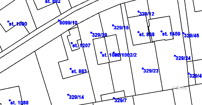 Parcela st. 1002/1 v KÚ Halenkov, Katastrální mapa