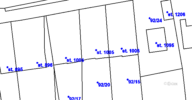 Parcela st. 1005 v KÚ Halenkov, Katastrální mapa