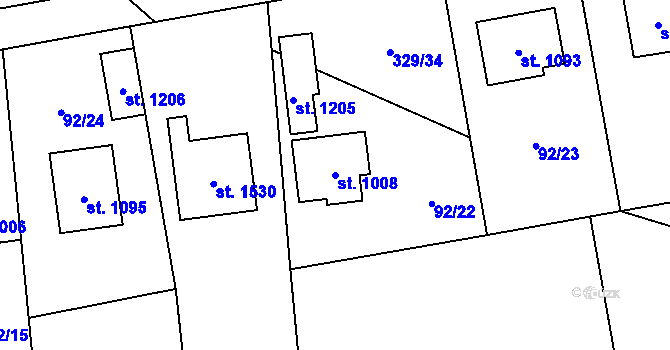 Parcela st. 1008 v KÚ Halenkov, Katastrální mapa