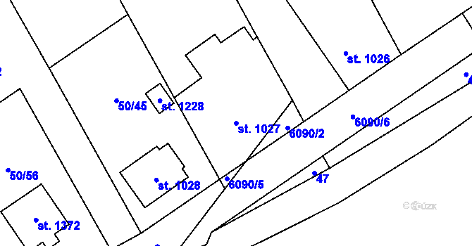 Parcela st. 1027 v KÚ Halenkov, Katastrální mapa