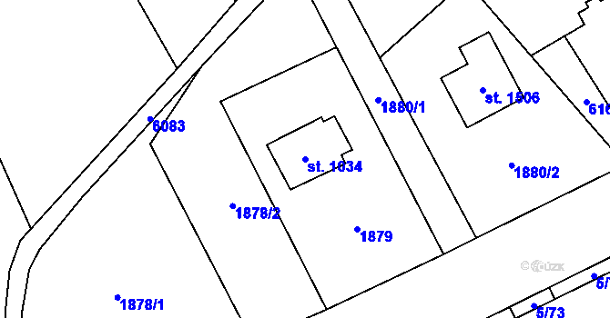 Parcela st. 1034 v KÚ Halenkov, Katastrální mapa