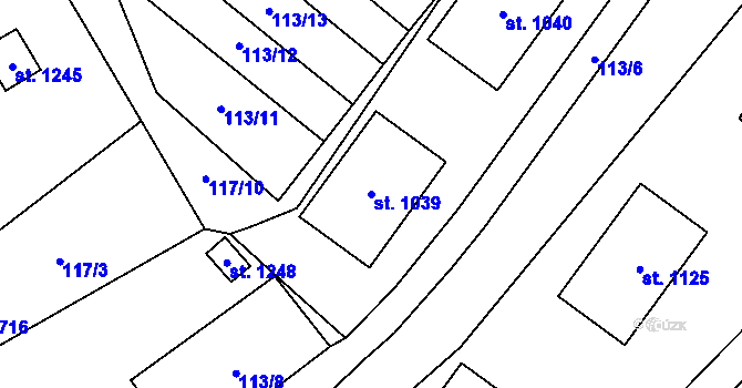 Parcela st. 1039 v KÚ Halenkov, Katastrální mapa