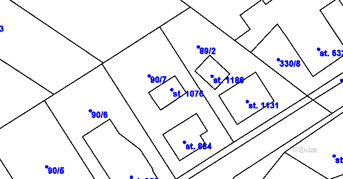Parcela st. 1076 v KÚ Halenkov, Katastrální mapa