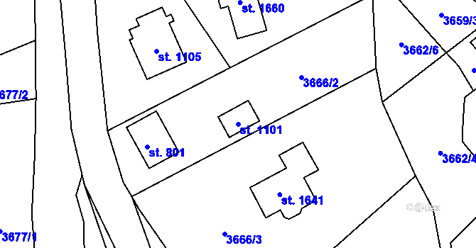 Parcela st. 1101 v KÚ Halenkov, Katastrální mapa