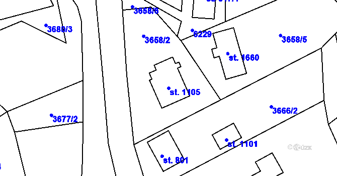 Parcela st. 1105 v KÚ Halenkov, Katastrální mapa