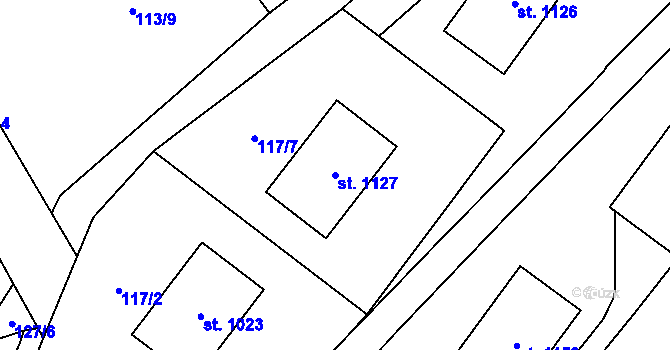 Parcela st. 1127 v KÚ Halenkov, Katastrální mapa