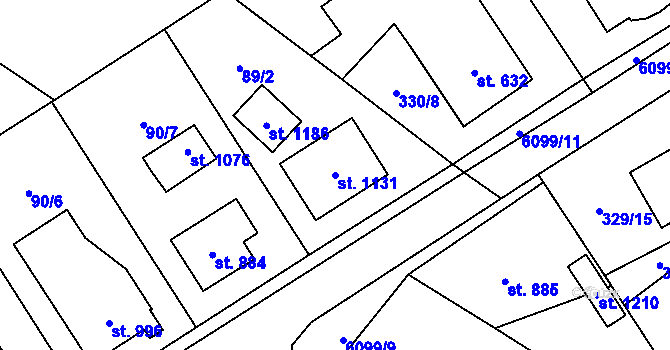Parcela st. 1131 v KÚ Halenkov, Katastrální mapa