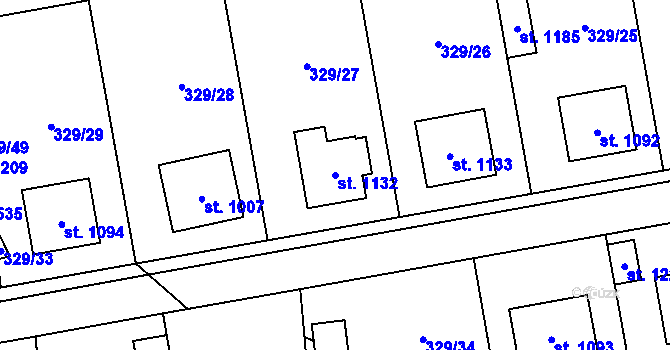 Parcela st. 1132 v KÚ Halenkov, Katastrální mapa