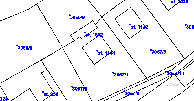 Parcela st. 1141 v KÚ Halenkov, Katastrální mapa