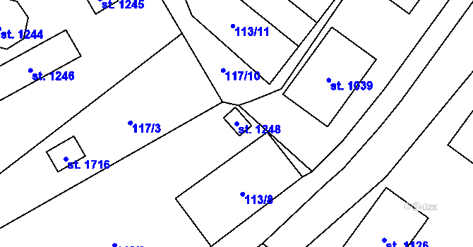 Parcela st. 1248 v KÚ Halenkov, Katastrální mapa