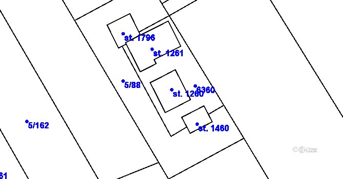 Parcela st. 1260 v KÚ Halenkov, Katastrální mapa