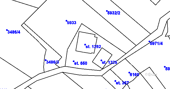 Parcela st. 1292 v KÚ Halenkov, Katastrální mapa