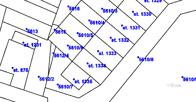 Parcela st. 1333 v KÚ Halenkov, Katastrální mapa