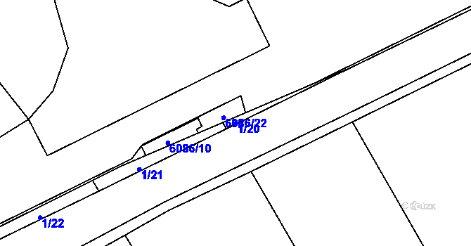 Parcela st. 1/20 v KÚ Halenkov, Katastrální mapa