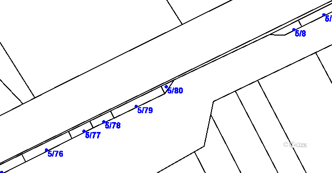 Parcela st. 5/80 v KÚ Halenkov, Katastrální mapa