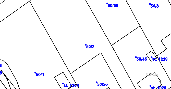 Parcela st. 50/2 v KÚ Halenkov, Katastrální mapa