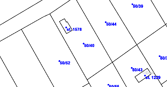 Parcela st. 50/40 v KÚ Halenkov, Katastrální mapa