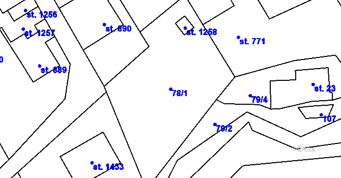 Parcela st. 78/1 v KÚ Halenkov, Katastrální mapa