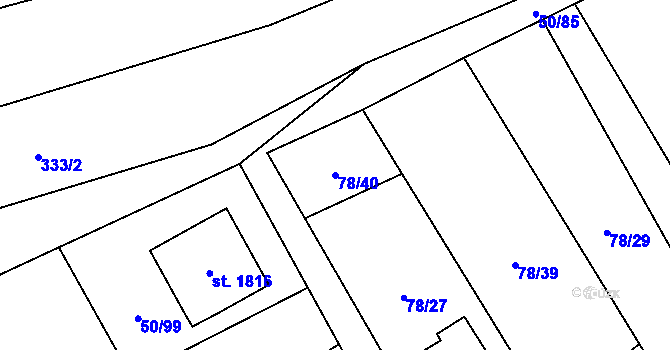 Parcela st. 78/40 v KÚ Halenkov, Katastrální mapa