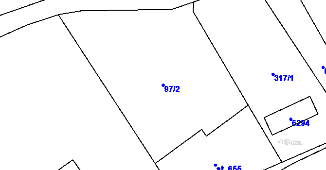 Parcela st. 97/2 v KÚ Halenkov, Katastrální mapa