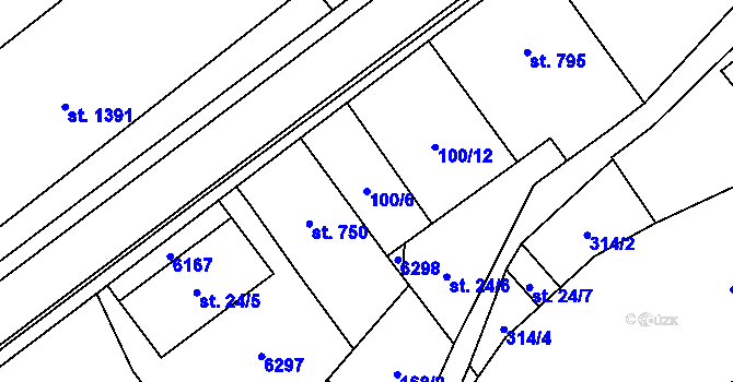 Parcela st. 100/6 v KÚ Halenkov, Katastrální mapa