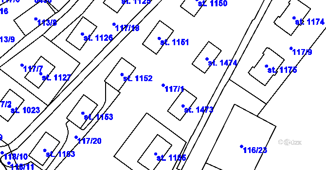 Parcela st. 117/1 v KÚ Halenkov, Katastrální mapa