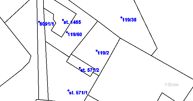 Parcela st. 119/2 v KÚ Halenkov, Katastrální mapa