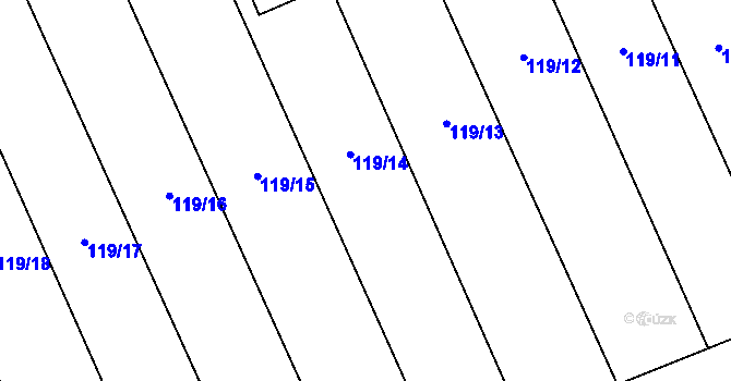 Parcela st. 119/14 v KÚ Halenkov, Katastrální mapa