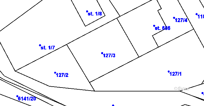 Parcela st. 127/3 v KÚ Halenkov, Katastrální mapa