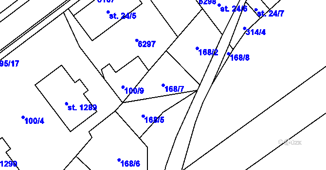 Parcela st. 168/7 v KÚ Halenkov, Katastrální mapa