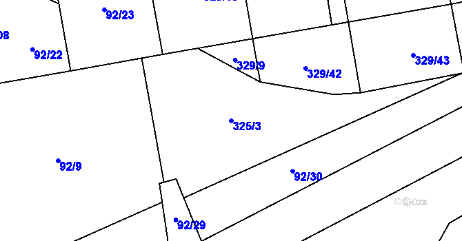 Parcela st. 325/3 v KÚ Halenkov, Katastrální mapa