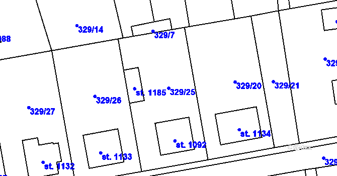Parcela st. 329/25 v KÚ Halenkov, Katastrální mapa