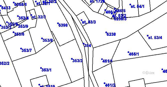 Parcela st. 354 v KÚ Halenkov, Katastrální mapa