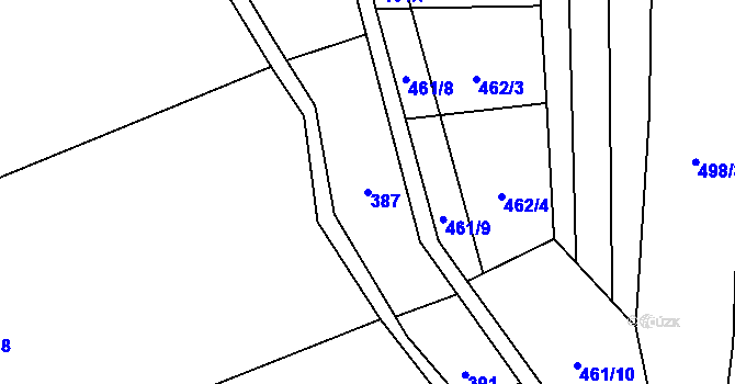 Parcela st. 387 v KÚ Halenkov, Katastrální mapa