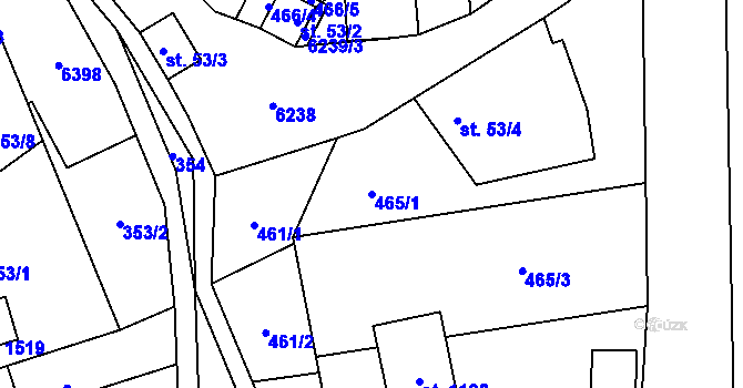 Parcela st. 465/1 v KÚ Halenkov, Katastrální mapa