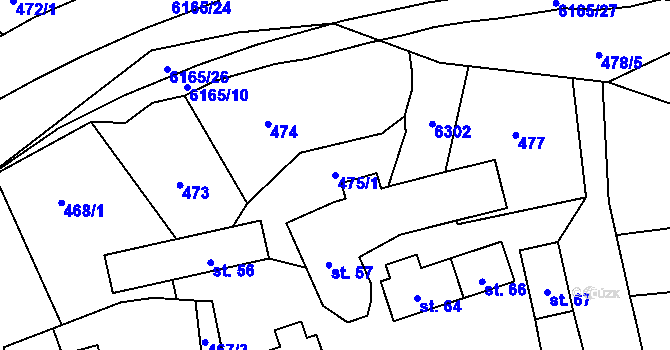 Parcela st. 475/1 v KÚ Halenkov, Katastrální mapa