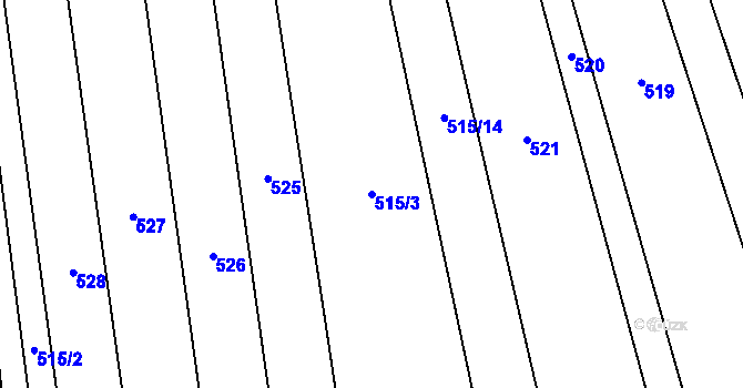 Parcela st. 515/3 v KÚ Halenkov, Katastrální mapa