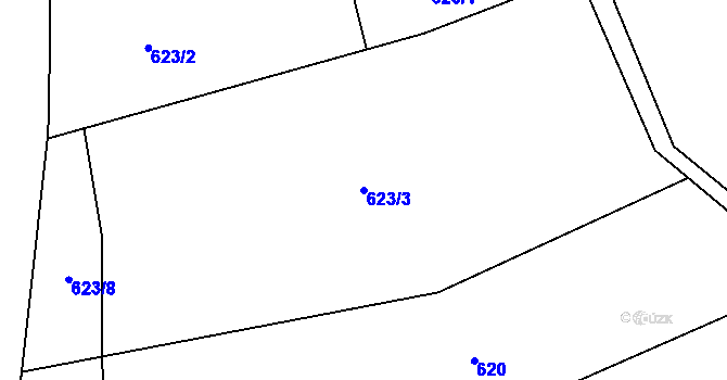 Parcela st. 623/3 v KÚ Halenkov, Katastrální mapa