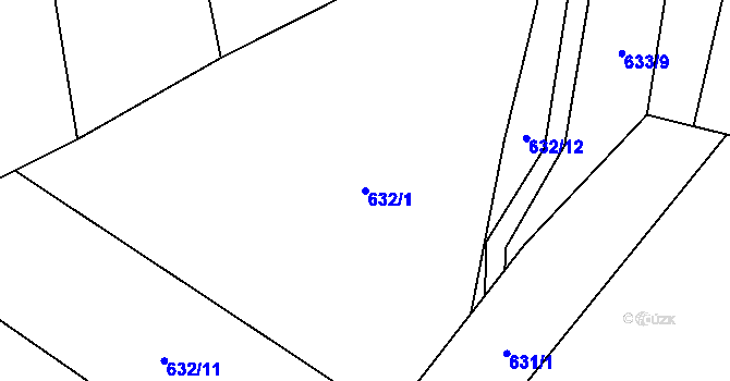 Parcela st. 632/1 v KÚ Halenkov, Katastrální mapa
