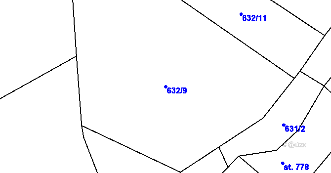 Parcela st. 632/9 v KÚ Halenkov, Katastrální mapa