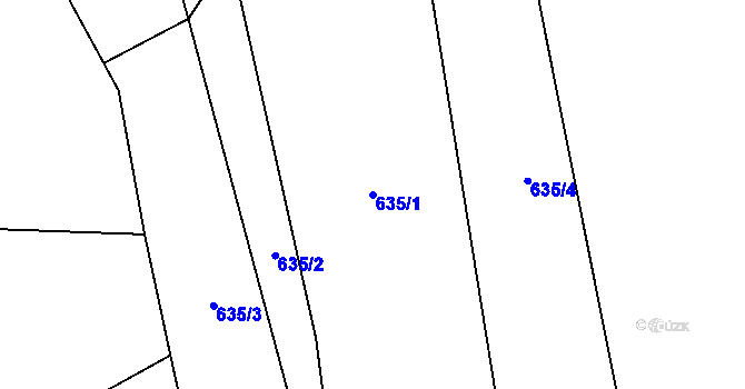 Parcela st. 635/1 v KÚ Halenkov, Katastrální mapa