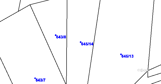 Parcela st. 645/14 v KÚ Halenkov, Katastrální mapa