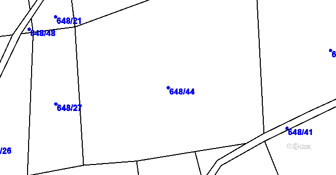 Parcela st. 648/44 v KÚ Halenkov, Katastrální mapa