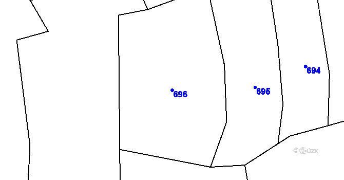 Parcela st. 696 v KÚ Halenkov, Katastrální mapa