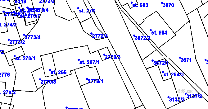 Parcela st. 2778/3 v KÚ Halenkov, Katastrální mapa
