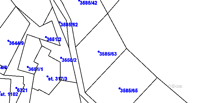 Parcela st. 3585/63 v KÚ Halenkov, Katastrální mapa