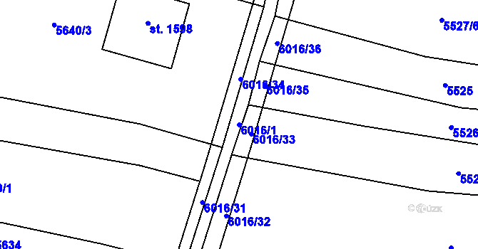 Parcela st. 6016/1 v KÚ Halenkov, Katastrální mapa