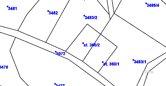 Parcela st. 360/2 v KÚ Halenkov, Katastrální mapa