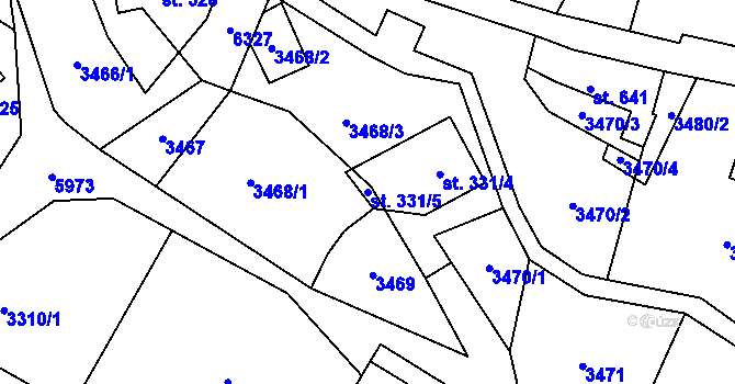Parcela st. 331/5 v KÚ Halenkov, Katastrální mapa