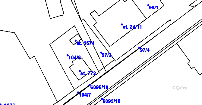 Parcela st. 97/3 v KÚ Halenkov, Katastrální mapa
